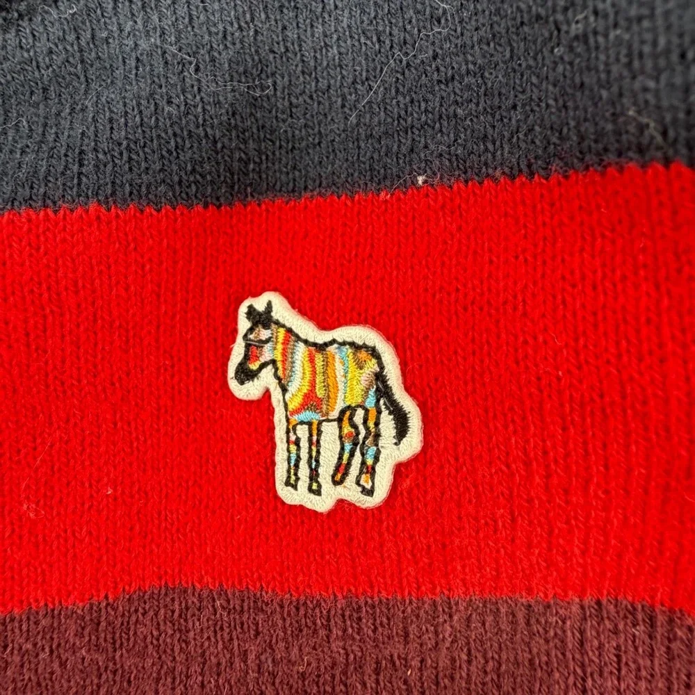 Paul Smith Junior Boys Rainbow Stripe Knit Sweater Embroidered Zebra Patch 2A 2T